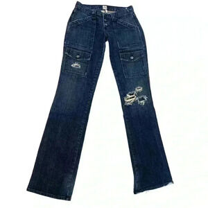 Joie y2k carpenter utility boot cut denim jean distressed jeans 25 /0